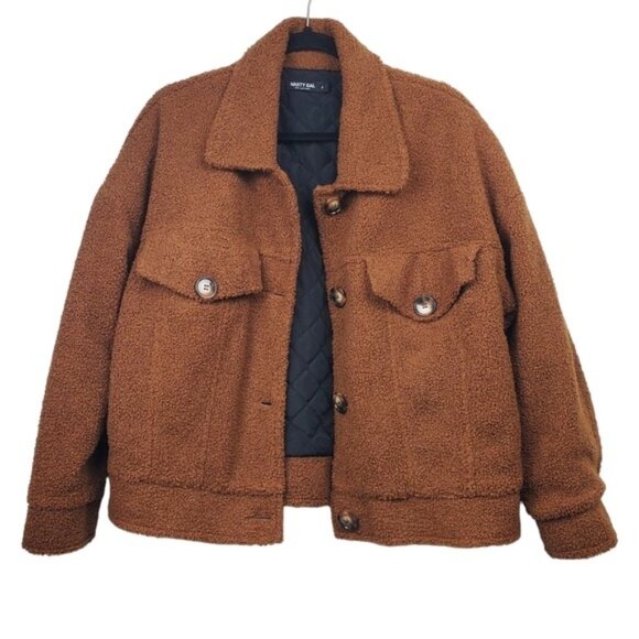Nasty Gal Jackets & Blazers - Nasty Gal Womens Chestnut Brown Sherpa Jacket Size S